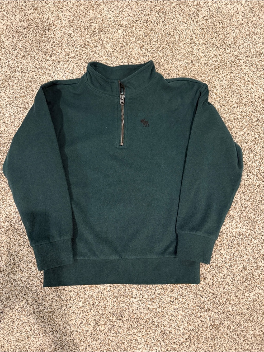 Boys Dark Green Half-Zip Sweater